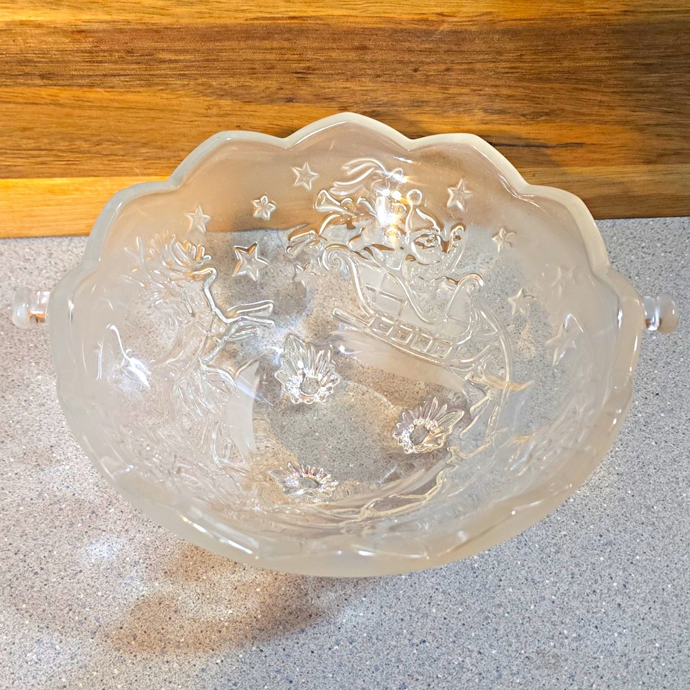 Vintage MIKASA Silent Night Handled Crystal Basket, Handle Is Missing